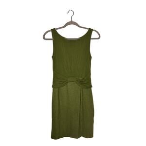 B44 DRESSED NEW‎ $174 Sleeveless Mixed Knit Boiled Wool Sheath Dress Green Small